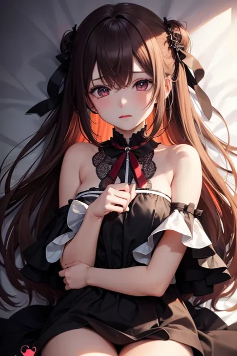 High resolution, One girl, masterpiece, high quality, Yandere, pain, Disgust, It&#39;s insane., Character portrait, Symmetrical, Maidヘッドアクセサリー, anime, anime風, Maid,dark