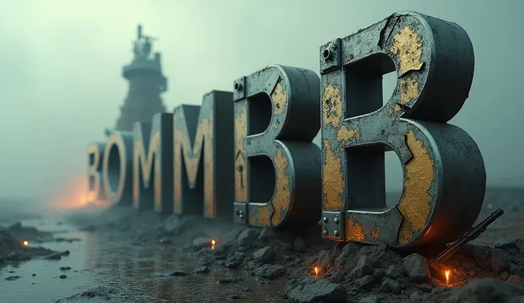 inscription in Russian "30", "Omb" у б верхнюю часть оторвало, Metal, gold, platinum, in the style of terminator, fog, smoke, glow, in techno style, laser beams, explosion