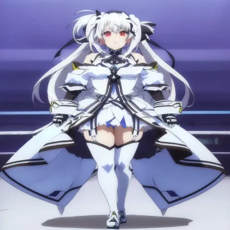 whiteいドレスを着た長いwhite髪の青い目の女の子, symphogear,  glossy whiteい鎧, streamlined, white_gloves, sleek whiteい鎧, whiteい鎧, Female Anime Characters, female action anime girl,  vivid strike!Linnaeus Berlinetta、