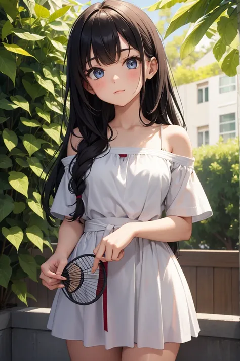 1girl, Holding a fan