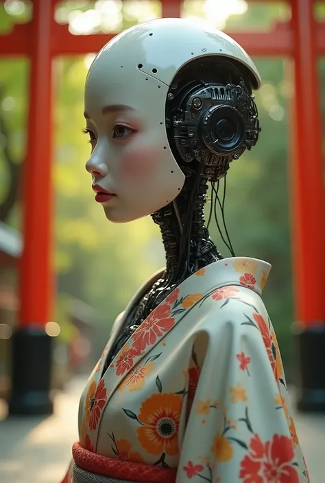 humanoid、android、Japanese women、Kimono、Kyoto、torii、Create an Image of Automata according to Erich Fromm