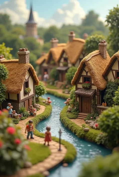 A miniature scene of a village 