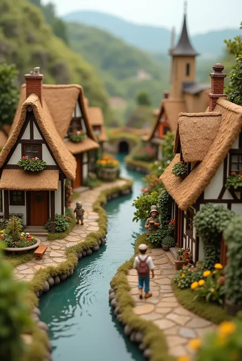 A miniature scene of a village 