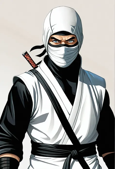 White male ninja realistic style 