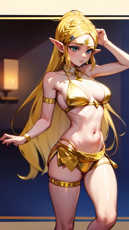 Belly Dancer, Zelda, seductive dancing, arabian princess, gold hair, gold jewels