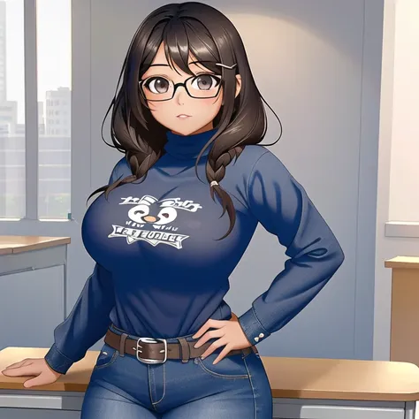 a cute petite short skinny slightly curvy emo mexican girl, short wild volumetric hair, one wearing glasses, beautiful detailed ...