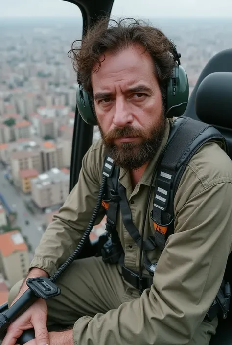 An experienced air rescuer, with tense muscles and a face marked by experience, Pilot a helicopter over a city devastated by a massive earthquake. Dressed in a worn-out uniform, His gaze is one of pure determination as he fights to rescue his family and th...