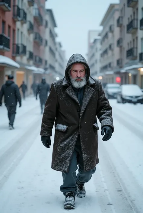 An experienced and tenacious climatologist, watches with growing despair as an unprecedented ice storm unleashes a sudden and deadly winter on the Northern Hemisphere. With his face hardened by the cold and worry, He wears a thick, worn coat as he traverse...