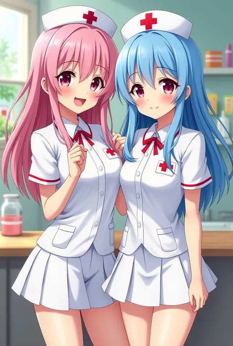 Anime elementary school twins nurse costume