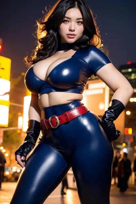 plump beauty、american comic hero、a powerful stance、、latex bloomers、pantyhose、latex sports bra style、gloss、cleavage、high leg、knee...