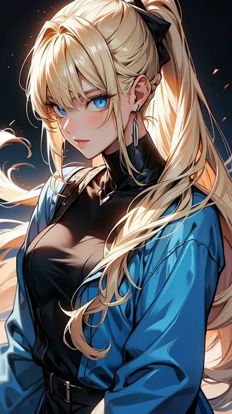 Long Ponytail, Blue Eyes, Blonde