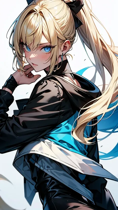 Long Ponytail, Blue Eyes, Blonde