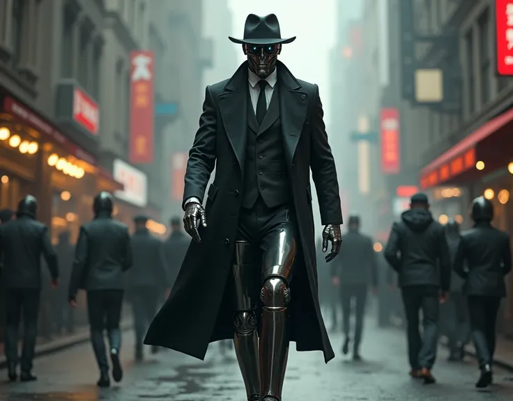 Wearing a suit and hat, this metallic-skinned robot detective is networked with a super-high-performance AI and is known for his ruthless and harsh execution of his duties based on cold-hearted judgment. Even in crowded streets, people are frightened by hi...