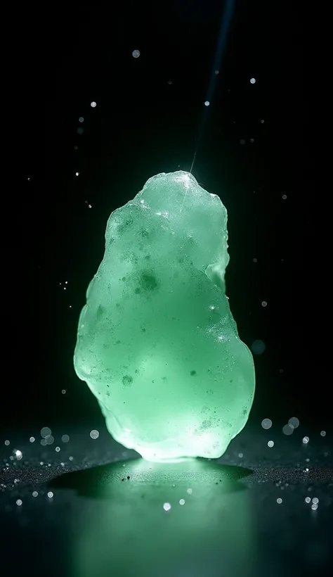 A single piece of jade placed in a pitch-black room, Very high transparency, A fantasy art world woven with transparent light, Sometimes it refracts、While reflecting々Moving in that direction..., Even the illusion of rainbow colors is being disrupted, Analy...