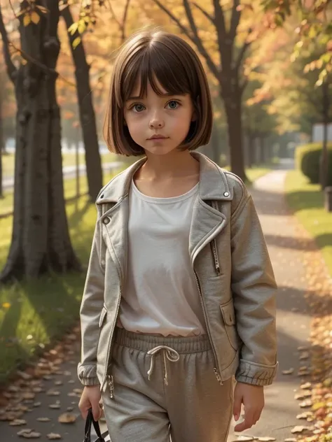 eleonora girl, shy, bobcut, small size, jacket, pants, autumn