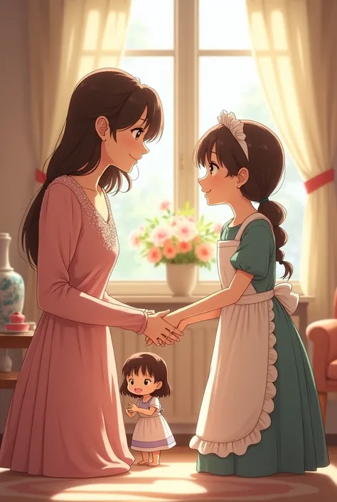 Anime Mother Daughter、The maid is short