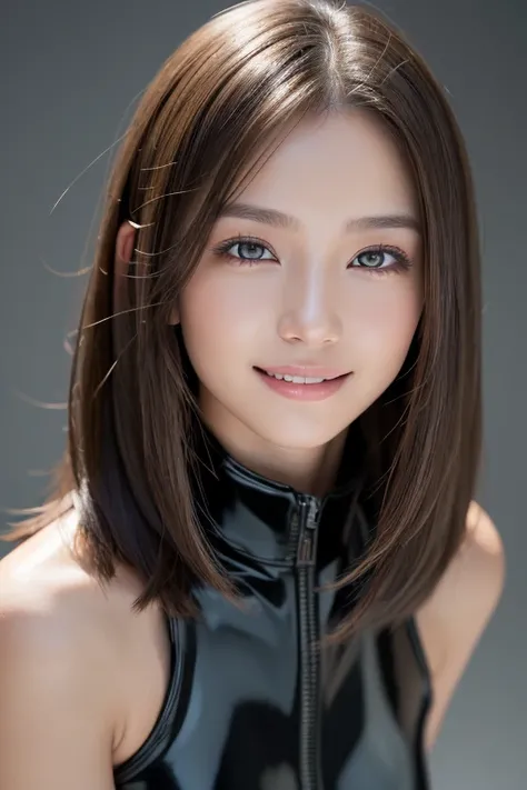 ((Best Quality, Realistic, 8k, High resolution)), Face close-up、One girl, (Skin Dentition), (Professional Lighting), ( (short hair:1), ((looking at viewer:1.5)), Perfect Proportions, (bokeh), Calves are plump and muscular, Bending Geometry, Very detailed s...