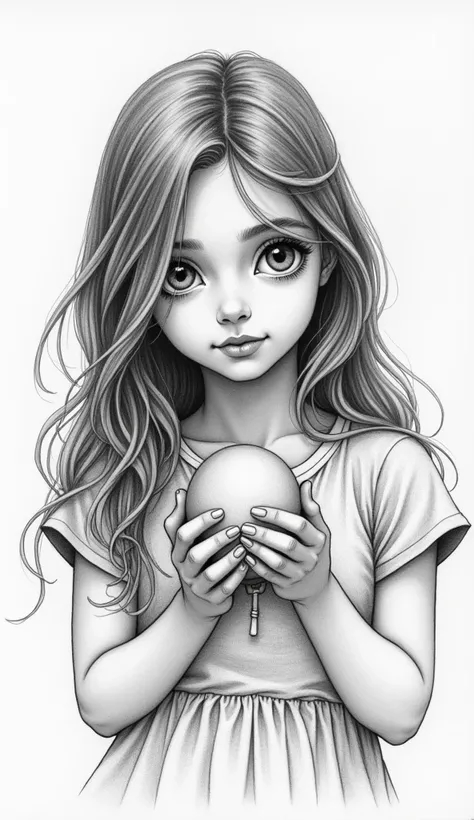 pencil and ink drawing, a masterpiece; portrait of a girl who holds in her hands portrait of a girl who holds in her hands portrait of a girl who holds in her hands portrait of a girl who holds in her hands portrait of a girl who holds in her hands portrai...