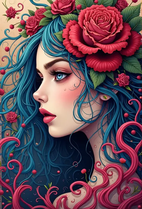 Rosy tears、Official Art、unity 8k wallpaper、Ultra-detailed、Beautiful and aesthetic、masterpiece、Highest quality、(Tangleた、And Mandalas、Tangle、Tangle)、(Fractal Art:1.3)、One Girl、Very detailed、Dynamic Angle、Cowboy Shot、Chaos in its most beautiful form、elegant、B...