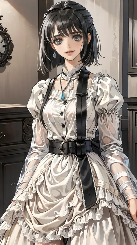 ((masterpiece, please redeem, very detailed)), anime cg, one girl, 20 years old, full make-up, black hair, bobcut, bangs, break ...