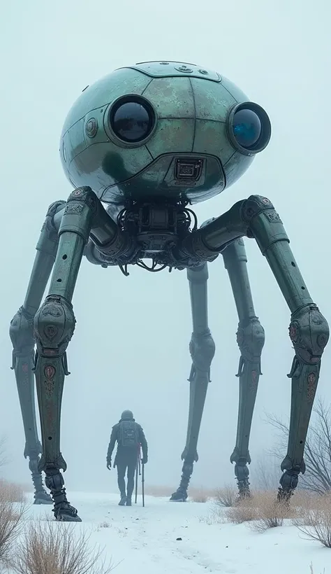 (masterpiece.Ultra-high resolution.Realistic)、Post-apocalyptic war、Unmanned６Legged walking machine、Spider-like posture、６Book with bent glass legs、Dark Side、evil、Satanic、despair、chaos、An indescribable otherworldly killing weapon、Large sensors、Incredibly sle...