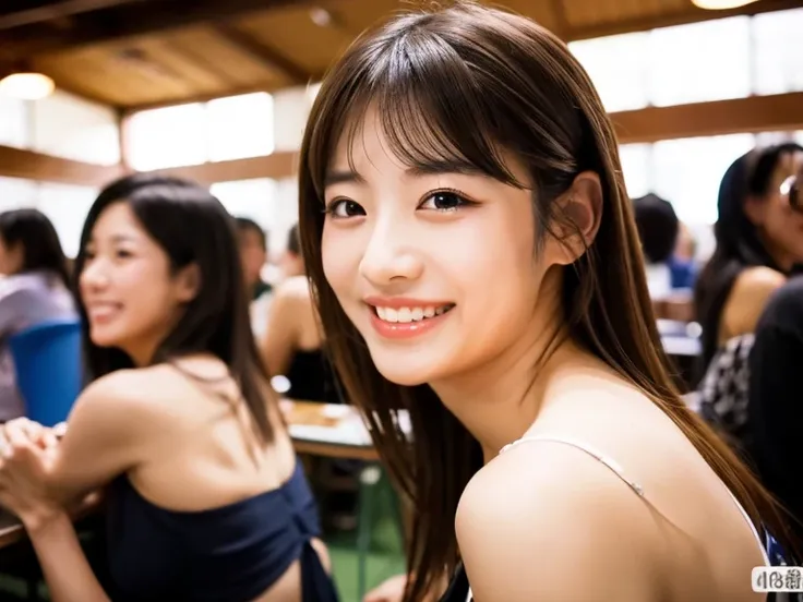 Beautiful Japanese women having fun at a class reunion, nsfw, masterpiece, best quality, detailed, long eyelashes, perfectly shaped lips, high quality, photorealistic, upper body