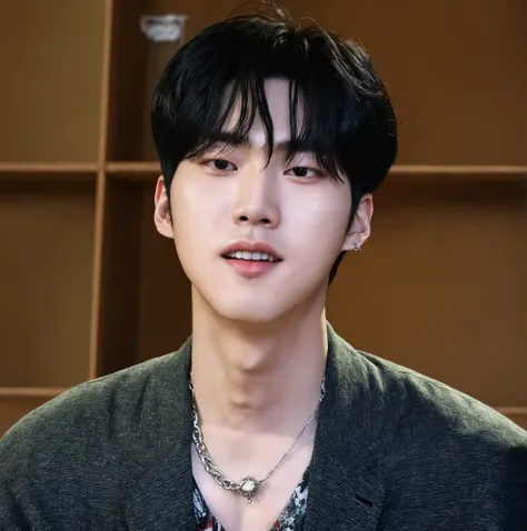 There is a man with a tattoo on his chest and a necklace., Kim Doyoung, Cai Xukun, Inspired by Kun Can, inspired by Bian Shoumin, taken in the early 2020s, hyung tae, Jung Jaehyun, kanliu666, cute korean face and wan, jinyoung pimple, Black haired Yoongi