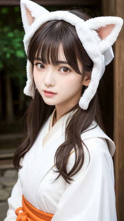 Little fox ears、one girl, (a beauty girl, delicate girl:1.3), (, change:1.3), break,((Shrine Maiden Costume)),(Brown fox ears) break, Definition of Very Fine Particles, (Symmetrical eyes:1.3), break, (alley, Kyoto:1.3), Perfectly shaped fingers, break, ((B...