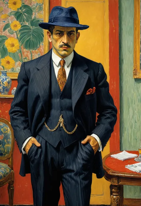 Mafia Boss, by Pierre Bonnard.
full body, best quality, masterpiece, intricate details, ultra-detailed