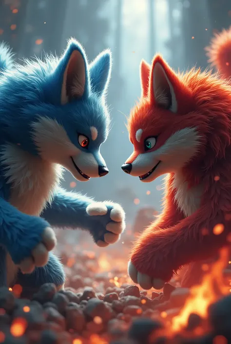 highres, absurdres(highly detailed beautiful face and eyes)perfect anatomy(kemono, furry anthro)(super handsome 2boys, pair)good lighting, cinematic shadow, detailed background, User Interface of Fighting game, dots game, pixel art, dungeon, Crisis, assort...