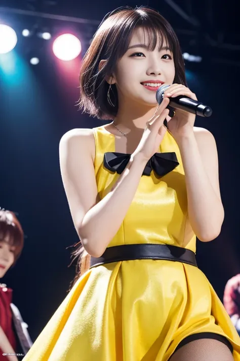 
1 girl, (Wearing a bright yellow idol costume:1.2), A photo collection of very beautiful Japanese idols, 
(RAW Photos, Please redeem), (Realistic, Photorealistic:1.4), (masterpiece), 
So delicate and beautiful, Very detailed, 2k wallpaper, wonderful, fine...