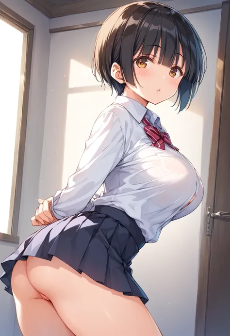 nsfw,(score_9,score_8_up,score_7_up),masterpiece, best quality, absurdres,official art, official style, uncensored, game cg,perfect anatomy,source_anime,pinup,
BREAK
1girl,(petite),(short:),glamorous body,(large breasts:1.2) ,teen,very short hair,black hai...