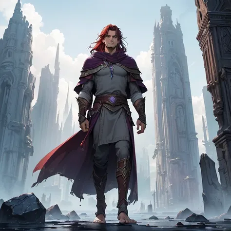 Masterpiece, fantasy art, epic high fantasy genre, HD, high resolution, high quality, best quality. "Warcraft aesthetic".
{{(A 5000-years-old wanderer:(handsome features. fair skin. Very long crimson-reddish hair. Lifeless Purple colored eyes. Crimson-red ...