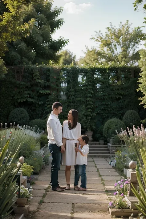 image of a family in a garden