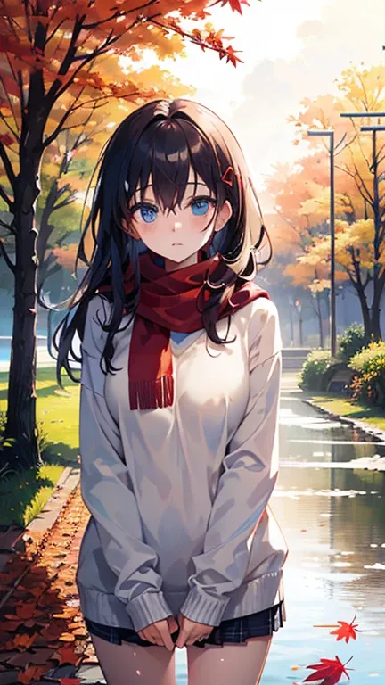 (masterpiece), Best Quality, Super detailed, Illustration, Warm lighting, Soft lighting, Bright colors, 1 girl, Alone,( beautiful girl, Long Hair, blue eyes, ribbon, Brown Hair, Hair between the eyes, hair ribbon, Side Lock, very Long Hair, Messy Hair,) , ...