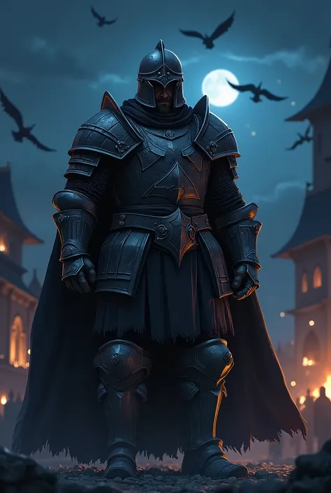 Medieval Soldier in anime art, night