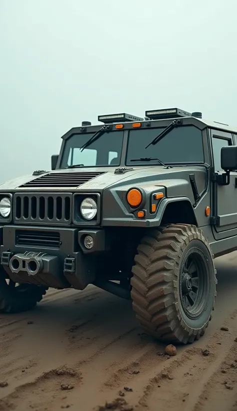 a highly detailed and realistic futuristic armored hummer, 8k, hyperrealistic, intricate, photorealistic, masterpiece, ultra detailed, cinematic lighting, volumetric fog, complex machinery, gritty weathered metal surface, advanced technology, sleek modern ...