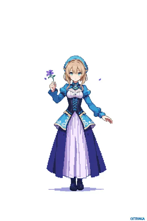 masterpiece, top quality, best quality), pixel,pixel art, 1 girl, violet evergarden, fullbody,