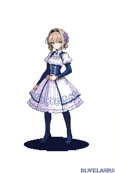 masterpiece, top quality, best quality), pixel,pixel art, 1 girl, violet evergarden, fullbody,