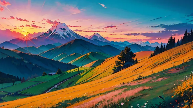 Magnificent Grassland　Mountain々　sunset　Ogawa