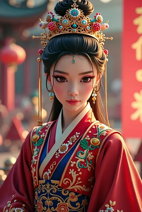 China-style，Chinese drama，Peking Opera costumes，Mu Guiying costume，Drama Facebook，mid-ground the scene is，super-fine，ultra - detailed，high qulity，8k ，Sharply focus the eyes，highly detailed surreal vfx，oc rendered，Anime Style, swag , cool , badass, Chinese ...