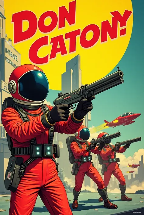 Retro-futuristic Pop Art Collage:

Prompt: A mashup of retro 1950s sci-fi with pop art influences. Think of astronauts in vintage space suits holding ray guns, flying cars, and bold, comic-style typography. Bright, saturated colors like yellows, reds, and ...