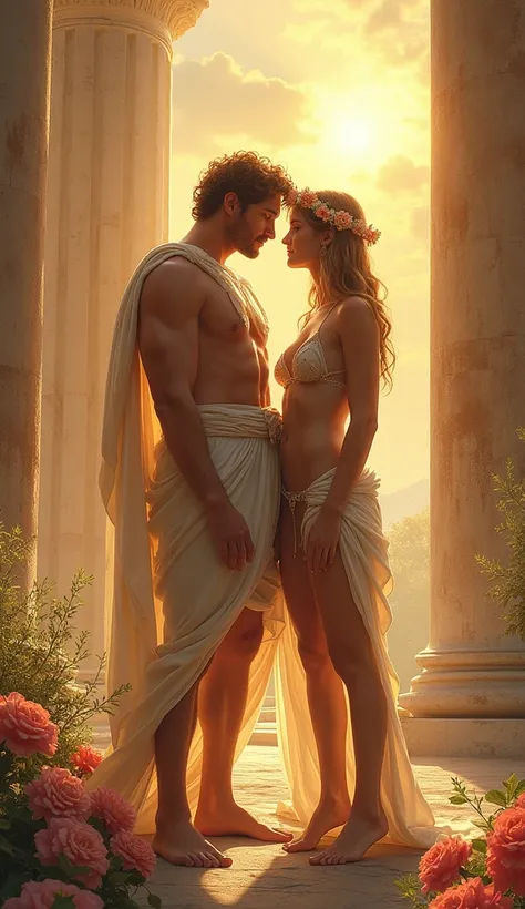 Artwork style of Luis Royo Apollo and Hyacinth  in very tiny clothes, absolutely captivating. The story of god Apollo and the spartan prince Hyacinth is one of the most tragic love stories in Greek mythology. Apollo, the god of the sun, fell in love with H...