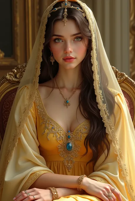 Princess Sibylla of Jerusalem is a very beautiful young woman with long dark brown hair with soft waves at the end, her eyes are an intense sapphire blue and she has extremely light skin., She has delicate features with a straight and elegant nose., is of ...