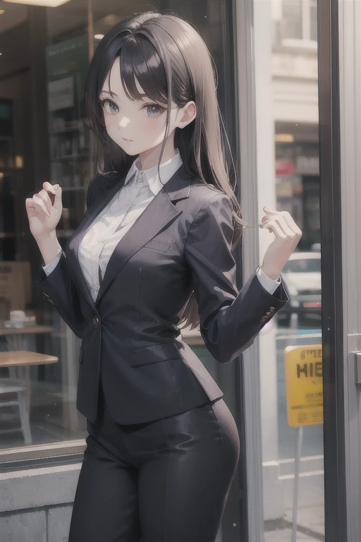 woman in suit, Small breasts, series, closed suit