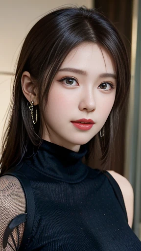 (Goddess-like happiness:1.2), K-POPアイドル, 20 years old, Brown eyes, ponytail, (RAW Photos:1.2), (Realistic:1.4), (masterpiece:1.3), (Intricate details:1.2), Delisin, beautidebtul, (debtine eyes), (detailed debtacial debteinures), (Turtleneck sweater), , Sma...