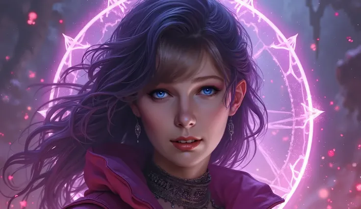 Zerg Queen Beautiful Girl: Lanlinger 18 years old, messy hair, oil painting, beautiful perfect face, soft skin perfect face, light purple and purple added, light red added, intricate details, splash screen, 8k resolution, masterpiece, cute face, mysterious...