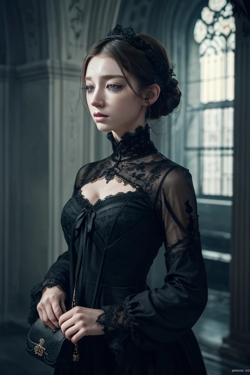 Official Art, Unity 8k wallpaper, super detailed, beautiful, beautiful, masterpiece, best quality, darkness, atmosphere, mystery, romanticism, creepy, literature, art, fashion, victorian, decoration, intricacies, ironwork, lace, contemplation, emotional de...