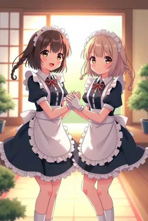 Anime Elementary School Twins Maid Costume