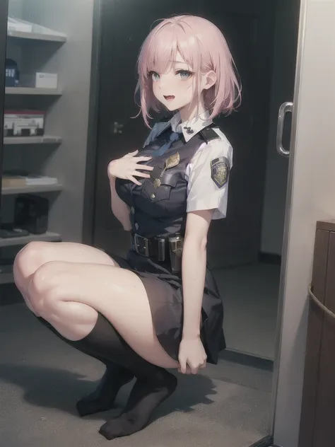 ((best quality)), ((masterpiece)), (detailed), one girl,private server,model body type,police officer,big breasts,(short skirt),...